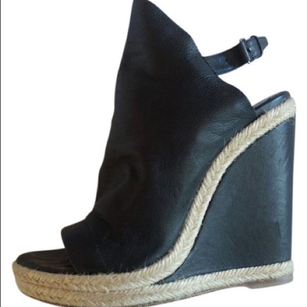 Balenciaga Black leather wedges